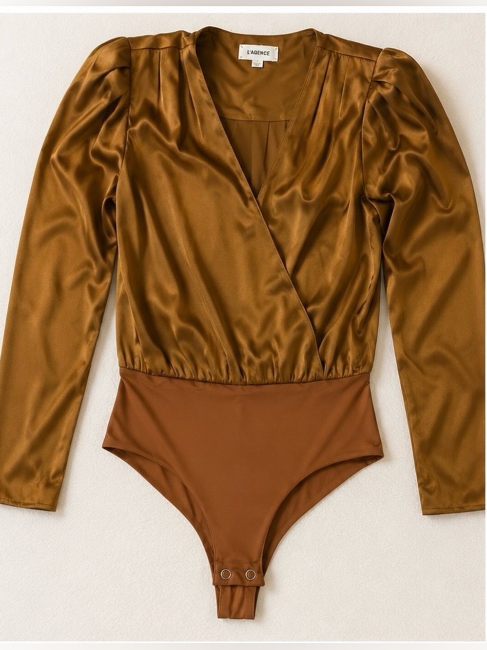 L’AGENCE Silk Blend Wrap Bodysuit – Size S/P – Worn Once – Excellent Condition 🤎 - Picture 6 of 11